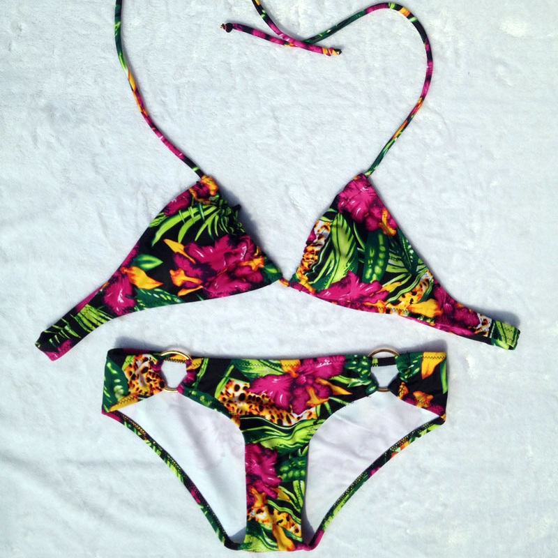   ׿ Ű Gottex     غ ڿ  BAGNO  biquini triangulo/Forest Floral Neon Bikini Gottex Swimsuits Brazilian female output beach Stri